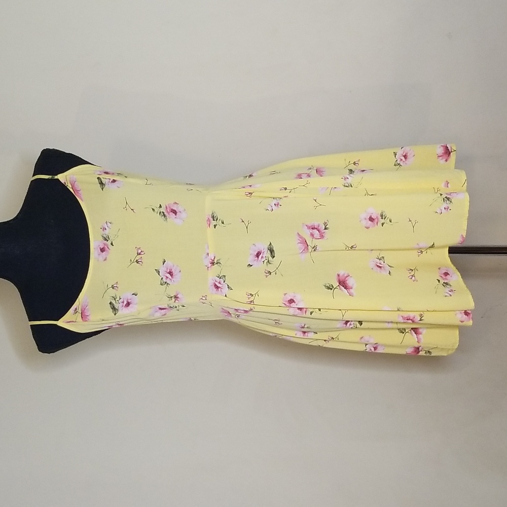 Yellow Floral Circle Skirt Dress